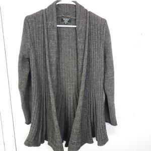 Mary Firenze Sweater Womens S Pleated Cardigan Gray Wool Alpaca Italy Made